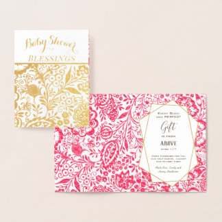 Tarjeta Con Relieve Metalizado Doble hoja de oro floral bendiciones para gemelos