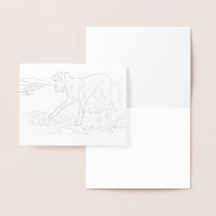Tarjeta Con Relieve Metalizado Dogo Alemán plateado