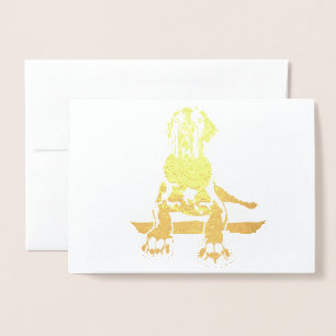 Tarjeta Con Relieve Metalizado Dogo Grande Dorado