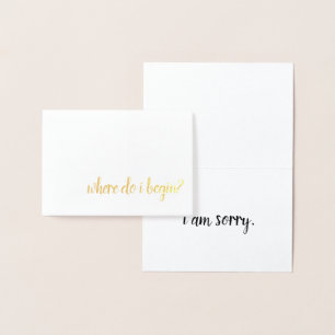 Tarjeta Con Relieve Metalizado dónde empiezo, lo siento, Relieve metalizado de or