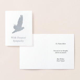 Tarjeta Con Relieve Metalizado Dove in Flight - Elegante Motif Silver Sympathy