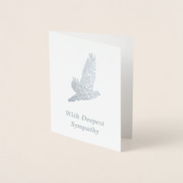Tarjeta Con Relieve Metalizado Dove in Flight - Elegante Motif Silver Sympathy