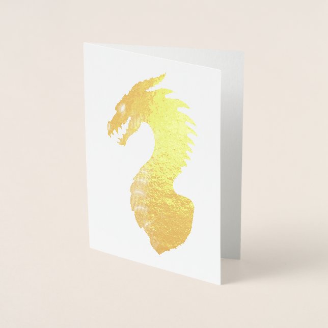 Tarjeta Con Relieve Metalizado Dragón medieval (Anverso)