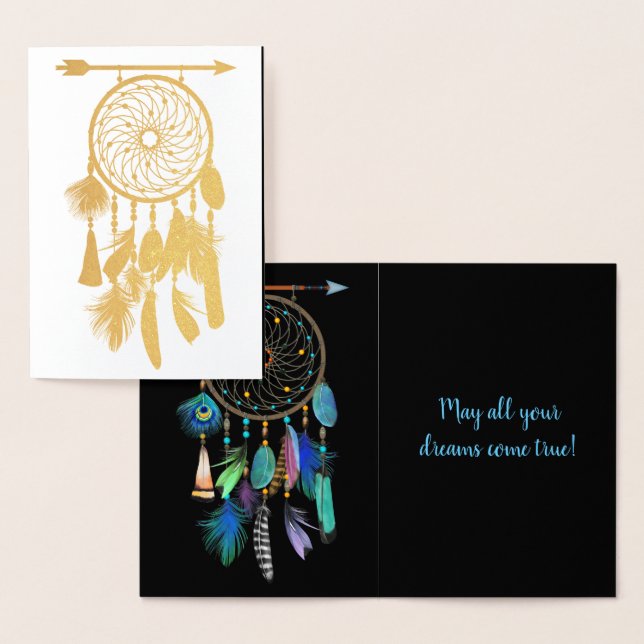 Tarjeta Con Relieve Metalizado Dreamcatcher | Mejores deseos de graduación (Demostración)