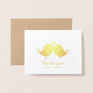 Tarjeta Con Relieve Metalizado Dulce Amor Aves Boda Foto Gracias