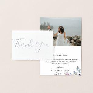 Tarjeta Con Relieve Metalizado Dusty Floral Boda Relieve metalizado de fotos Grac