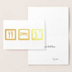 Tarjeta Con Relieve Metalizado Eat Sleep Golf para el fanático del golf