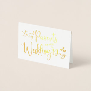 Tarjeta Con Relieve Metalizado efecto metalizado dorado   A Mis Padres En La Foto