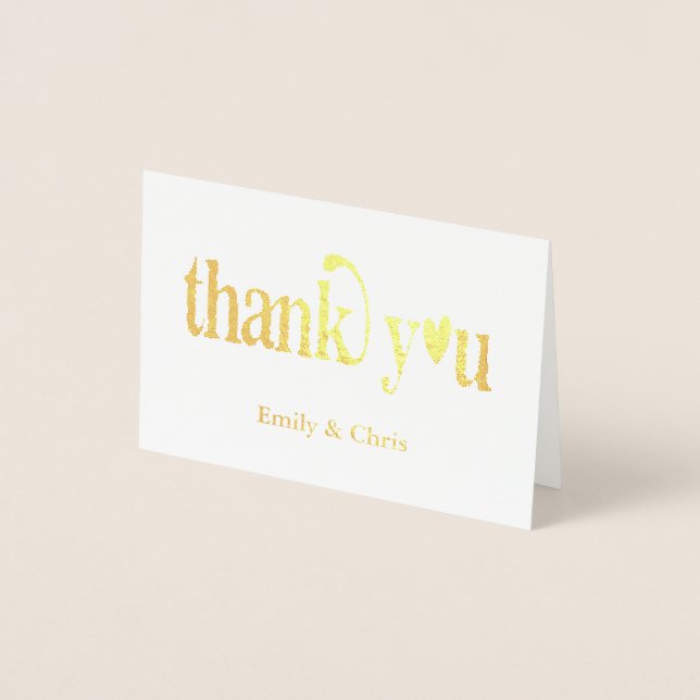 Tarjeta Con Relieve Metalizado efecto metalizado dorado | Caligrafía Cute Foto Gr (Anverso)