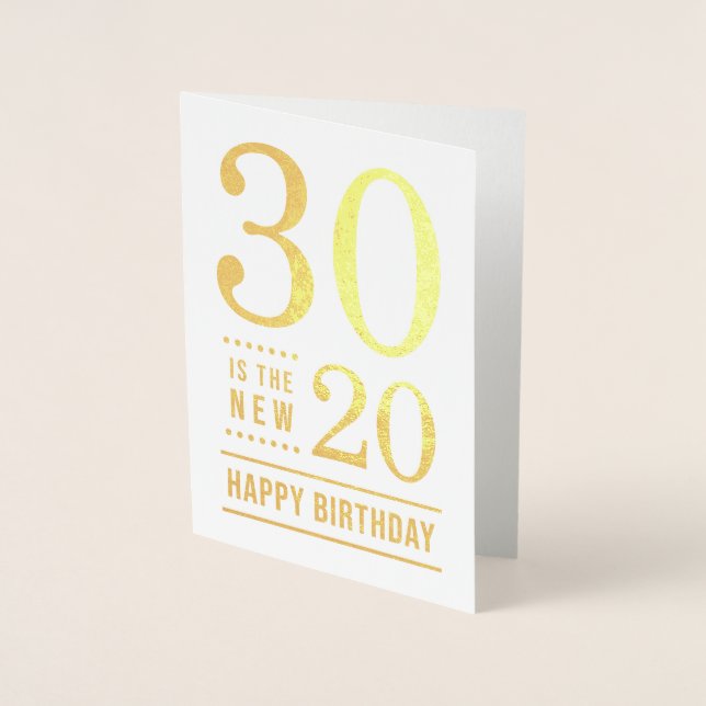 Tarjeta Con Relieve Metalizado El 30 aniversario 30 es el nuevo 20 (Anverso)