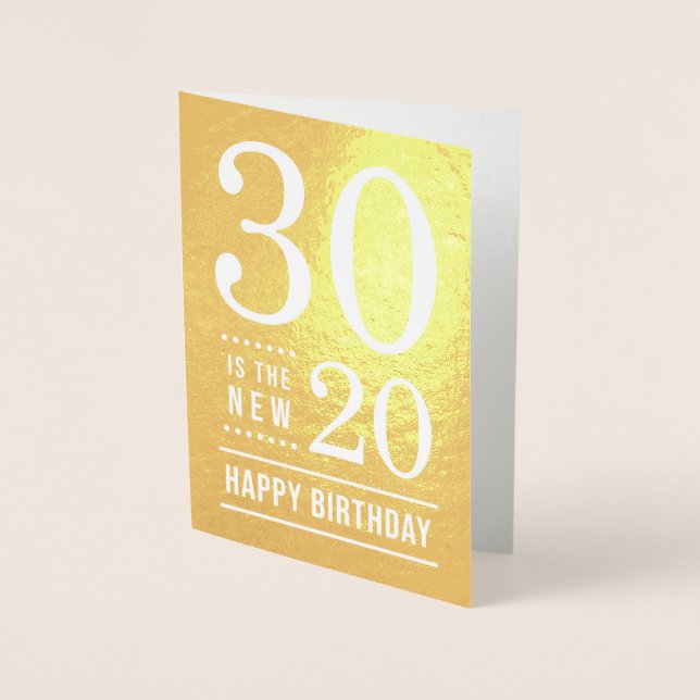 Tarjeta Con Relieve Metalizado El 30 aniversario 30 es el nuevo 20 (Anverso)