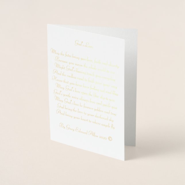 Tarjeta Con Relieve Metalizado El amor de Dios (Anverso)