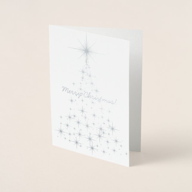 Tarjeta Con Relieve Metalizado El árbol de Navidad de Silver esparce (Anverso)