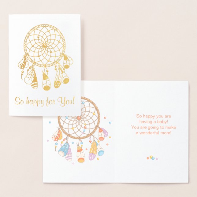 Tarjeta Con Relieve Metalizado El Boho Tribal Dreamcatcher teniendo un bebé (Demostración)