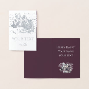 Tarjeta Con Relieve Metalizado El chica leyendo un libro