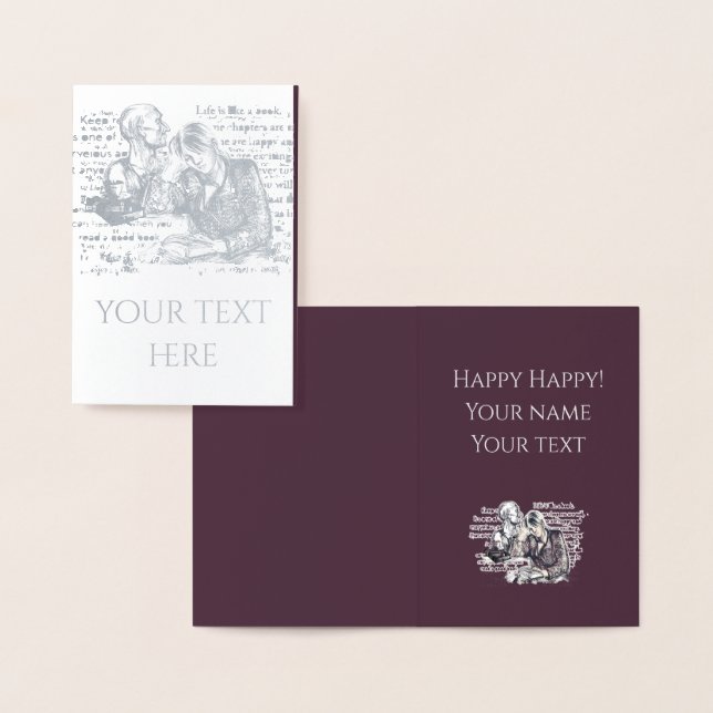 Tarjeta Con Relieve Metalizado El chica leyendo un libro (Demostración)