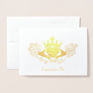 Tarjeta Con Relieve Metalizado El Claddagh (Golden)