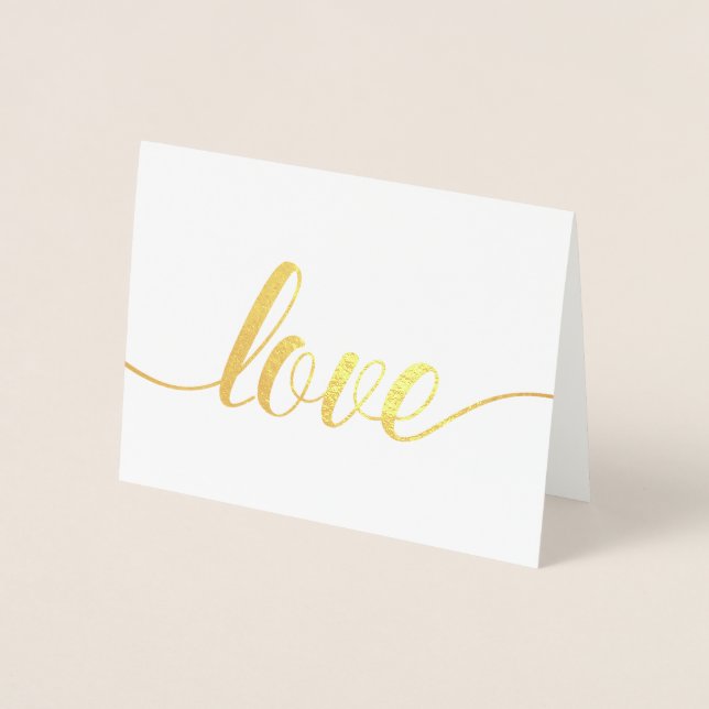 Tarjeta Con Relieve Metalizado El día de San Valentín de guión elegante (Anverso)