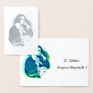 Tarjeta Con Relieve Metalizado el joven Franz Liszt - retrato en plata