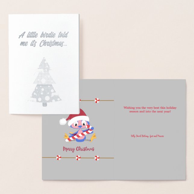 Tarjeta Con Relieve Metalizado El pequeño Birdie me dijo que son Navidades (Demostración)