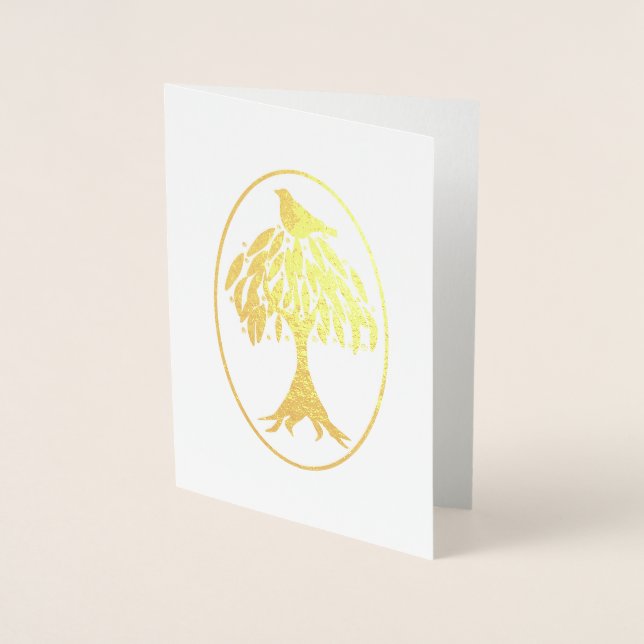 Tarjeta Con Relieve Metalizado El perdiz en un árbol perverso (Anverso)