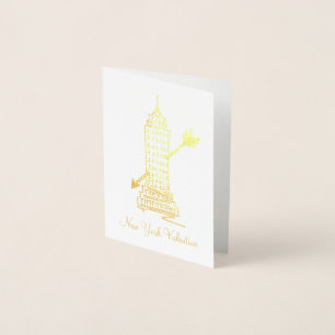 Tarjeta Con Relieve Metalizado El rascacielos de San Valentín Cupid's Arrow NYC d