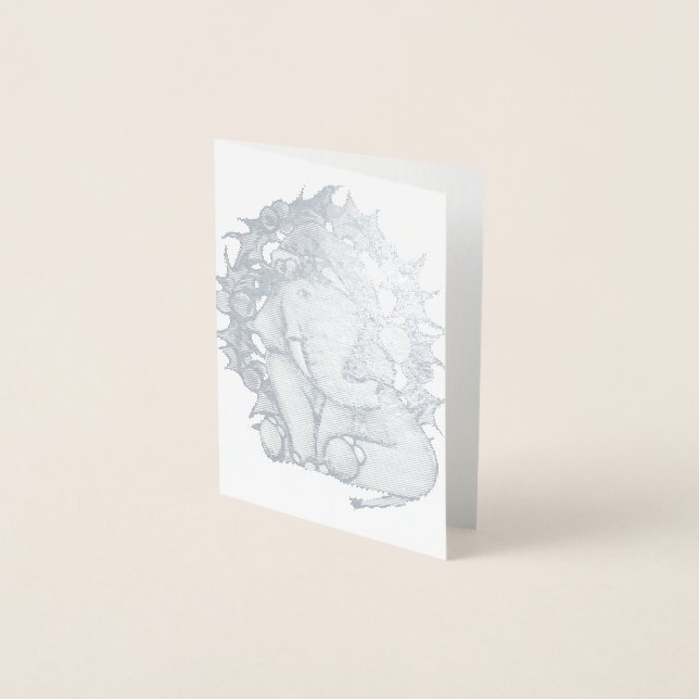 Tarjeta Con Relieve Metalizado Elefante navidad (Anverso)