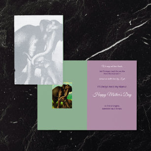 Tarjeta Con Relieve Metalizado Elefantes de época para el Día de la Madre