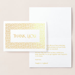 Tarjeta Con Relieve Metalizado Elegancia dorada en todo momento "Gracias"