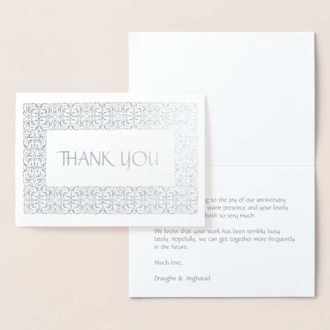 Tarjeta Con Relieve Metalizado Elegancia plateada Toda Ocasión "Gracias" Real (Demostración)