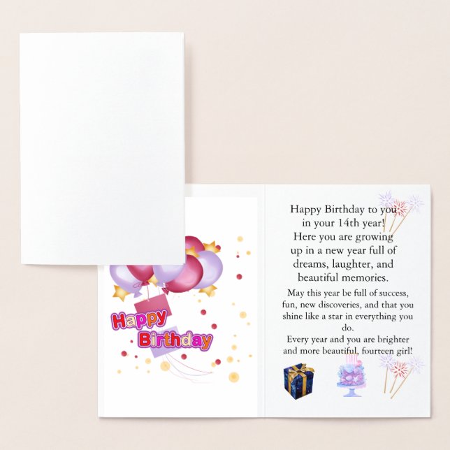 Tarjeta Con Relieve Metalizado Elegant Birthday Card for Her – Personalized Greet (Demostración)
