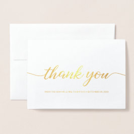 Tarjeta Con Relieve Metalizado Elegant Custom Wedding Photo Script gracias