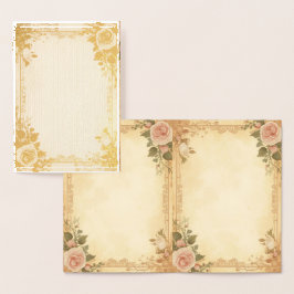 Tarjeta Con Relieve Metalizado Elegant Foil Card – Vintage Rose Design