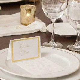 Tarjeta Con Relieve Metalizado Elegant Foil Script Wedding Guest Name Seating Tag