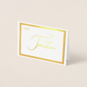Tarjeta Con Relieve Metalizado Elegant Foil Wedding Table Number Tent - CATORCE