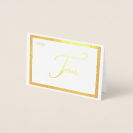 Tarjeta Con Relieve Metalizado Elegant Foil Wedding Table Number Tent - CUATRO