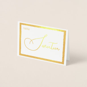 Tarjeta Con Relieve Metalizado Elegant Foil Wedding Table Number Tent - DIECISIET