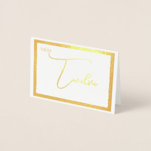 Tarjeta Con Relieve Metalizado Elegant Foil Wedding Table Number Tent - DOCE