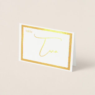 Tarjeta Con Relieve Metalizado Elegant Foil Wedding Table Number Tent - DOS