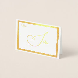 Tarjeta Con Relieve Metalizado Elegant Foil Wedding Table Number Tent - SEIS