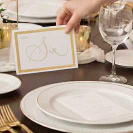 Tarjeta Con Relieve Metalizado Elegant Foil Wedding Table Number Tent - SIETE