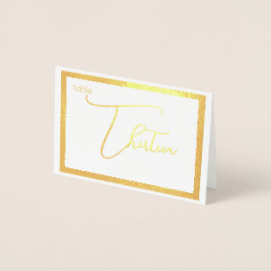Tarjeta Con Relieve Metalizado Elegant Foil Wedding Table Number Tent - TRECE