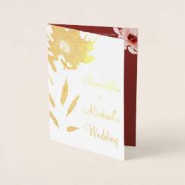 Tarjeta Con Relieve Metalizado Elegant Red Pink Watercolor Floral Wedding