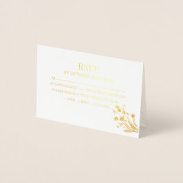 Tarjeta Con Relieve Metalizado Elegant Wildflower Wedding RSVP Card