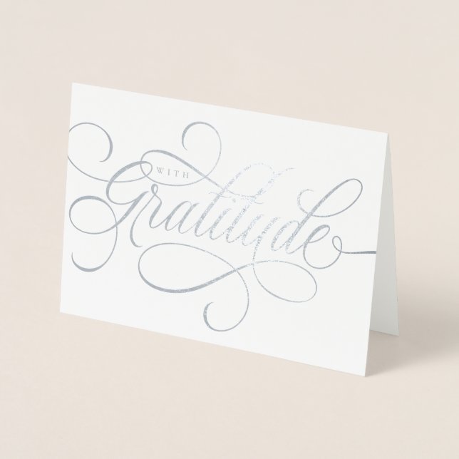 Tarjeta Con Relieve Metalizado Elegant With Gratitude script de agradecimiento ta (Anverso)