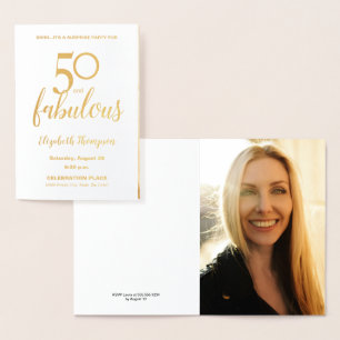 Tarjeta Con Relieve Metalizado Elegante 50 y fabuloso cumpleaños 50
