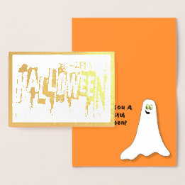 Tarjeta Con Relieve Metalizado Elegante abstracto BOO-tiful Feliz Halloween