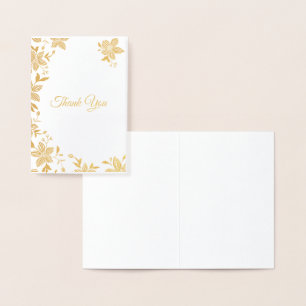 Tarjeta Con Relieve Metalizado Elegante agradecimiento floral a rayas