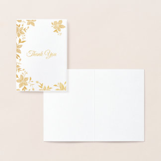 Tarjeta Con Relieve Metalizado Elegante agradecimiento floral a rayas