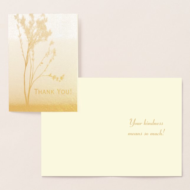 Tarjeta Con Relieve Metalizado Elegante árbol solitario gracias oro (Demostración)